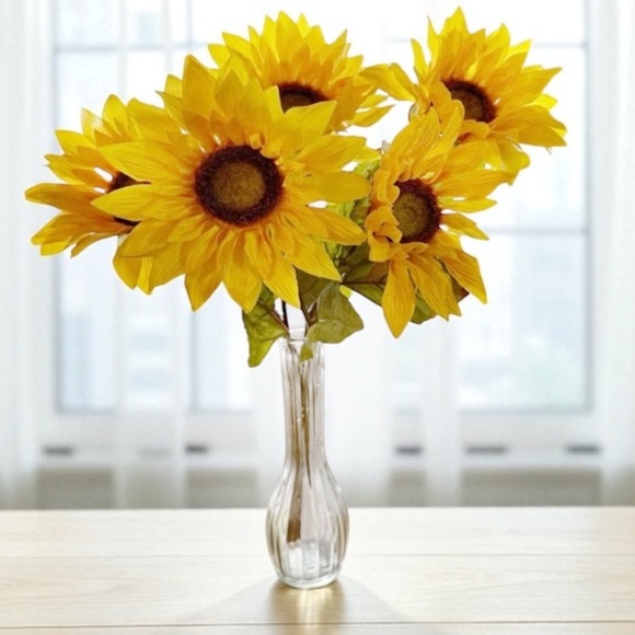 Other - Sunflower Bouquet in fluted Glass Vase.